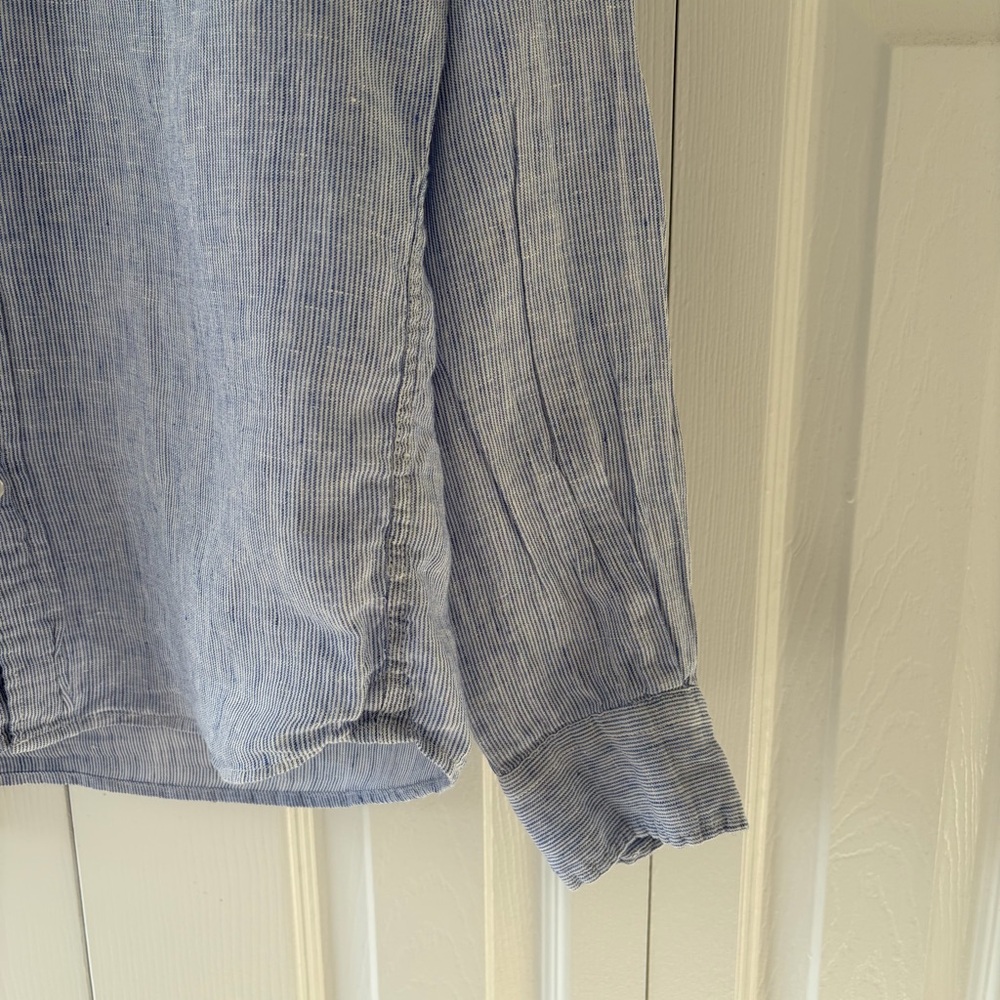 Muji Light Blue Linen Button-Down Shirt - Picture 4 of 13